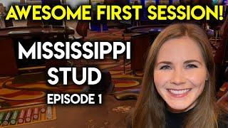 Lucky First Try! $1400 VS Mississippi Stud Poker! Lots Of Exciting Action!