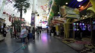 Walking in Downtown Las Vegas at daylight - Fremont Street Experience in 4K HD