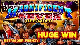 RETRIGGER FRENZY! The Magnificent Seven Reloaded Slot - HUGE WIN!
