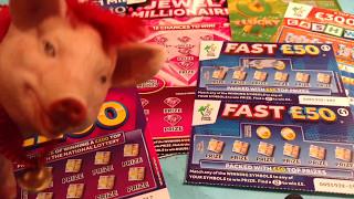 Scratchcards Fast 500 & Fast 200 & Fast 50..JEWEL Millionaire..Cash Word..9x LUCKY..MILLIONAIRE 7's