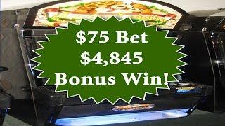 •$75 Bet•$4,845 Bonus WIn! Lucky Luigi's Pizzeria Bar Slot Jackpot Handpay Aristocrat, IGT • SiX Slo