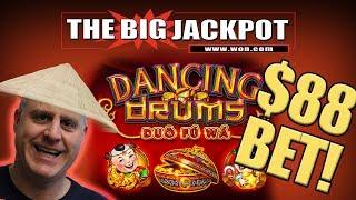 $88 DOLLAR BET! •  BIG JACKPOT on Dancing Drums! •HUGE WIN$