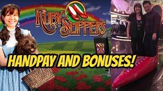 HANDPAY!! RUBY SLIPPERS WITH REX WITH BONUSES TOO