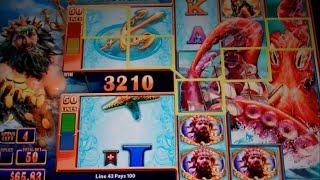 Neptune's Quest Slot Machine Bonus - Double Money Burst - 5 Free Games w/ Wild Stacks, Nice Win