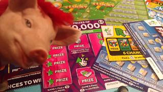Scratchcards....9x LUCKY ...250,000.PINK...Pac-Man...MILLIONAIRE Green..and more