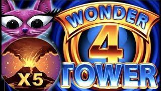 •WONDER 4 BIG WIN!• X5 ERUPTION! • MISS KITTY & POMPEII Slot Machine Bonus (Aristocrat)