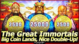 Big Coin Lands for a Nice Double Up! The Great Immortals Slot Machine with Enhanced Money Link!