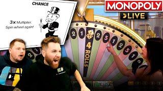 3x 4 Rolls HUGE BONUS in Monopoly Live!