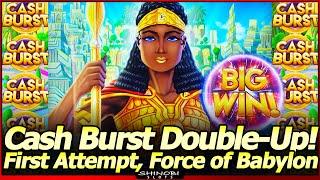 Force of Babylon Slot Machine - Nice Double Up Session with Big Wins in First Attempt!