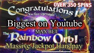 THE BIGGEST RAINBOW ORB JACKPOT HANDPAY ON YOUTUBE! OVER 350 SPINS! RETURN OF CRYSTAL FOREST SLOT!