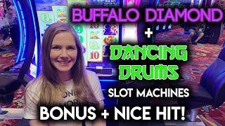 First BONUS on Buffalo Diamond! BIG Line HIT on Dancing Drums Slot Machine!