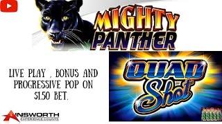 (First Attempt) Ainsworth - Mighty Panther (Quad Shot) : Live Play and Progressive Pop on $1.50 Bet