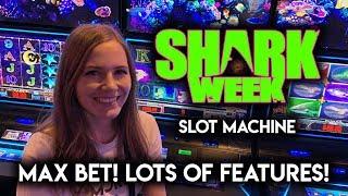 SHARK AWARD! Shark Week Slot Machine LOTS of Features!!