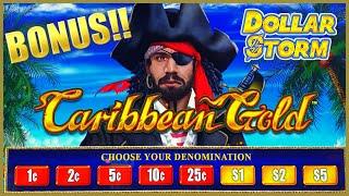 HIGH LIMIT Dollar Storm Caribbean Gold $12.50 BONUS ROUND Slot Machine Casino