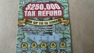 $250,000 Tax Refund - $5 Instant Scratch Off Lottery Ticket Video