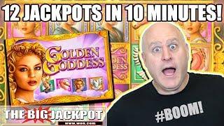 12 JACKPOTS in 10 Minutes! •Golden Goddess Slots!  | The Big Jackpot