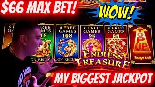 My BIGGEST JACKPOT On  Endless Treasure Slot Machine - $66 MAX BET | Live Slot JACKPOT | EP-18