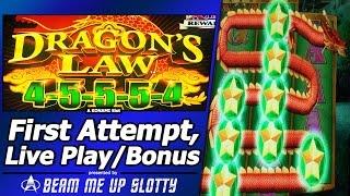 Dragon's Law 4-5-5-5-4 Slot - Live Play, Line Hit and Free Spins Bonuses in First Attempt