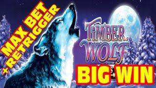 Timber Wolf * MAX BET + RETRIGGER * Slot Machine BIG WIN