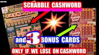 SCRABBLE Cashword..One Card Wonder Game..with 3 Bonus Cards( Only if cashword loses we play BONUSES)
