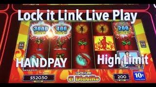 HANDPAY: high limit live play on lock it link machines with bonuses and handpay