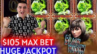 My BIGGEST JACKPOT On High Limit Black Widow Slot Machine On $105 MAX BET