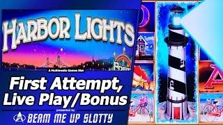 Harbor Lights Slot - First Attempt, Live Play and Free Spins Bonus