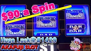 Huge Luck④ I tried again! New Version Black Diamond Platinum Slot 4 Jackpots Handpay 赤富士スロット 強運④