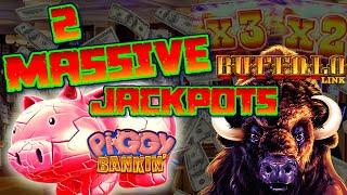 Buffalo Link & Piggy Bankin' (2) MASSIVE HANDPAY JACKPOTS ~ HIGH LIMIT $100 Bonus Round Slot Machine