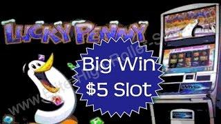 •Big Win on $5 Lucky Penny Penguin Slot! Jackpot, Handpay Elite High Rollers Vegas Casino Gambling •