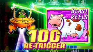 100 RE-TRIGGER!!! BLAST - Invaders Return From the Planet Moolah - WMS SLOTS!!!