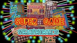 SUPER..EXCITING Scratchcard game CASH BOLT. MONOPOLY. SCRABBLE. £100 LOADED. CASHLINES. INSTANT £100