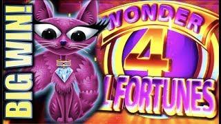 •BIG WIN!! SUPER FREE GAMES!• MISS KITTY GOLD WONDER 4 TALL FORTUNES Slot Machine Bonus (Aristocrat)