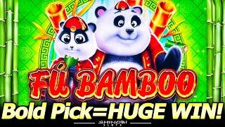 Bold Pick = HUGE WIN! Better Than Handpay Win in a First Look at the NEW Fu Bamboo Slot Machine!