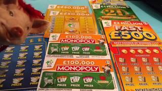 4 Million pound Scratchcard..Monopoly..FAST 500.. 250K GOLD...'21. Green..