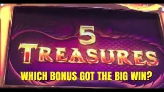 BIG WIN! 5 TREASURES SLOT MACHINE-BONUSES!
