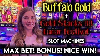 Buffalo GOLD and GOLD Stacks! Lunar Festival! Slot Machine! $8.80/Spin NICE WIN!
