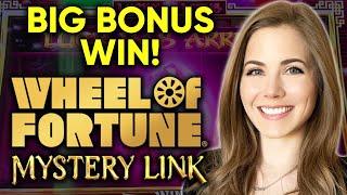 BIG BONUS WIN! Wheel Of Fortune Mystery Link Slot Machine!!