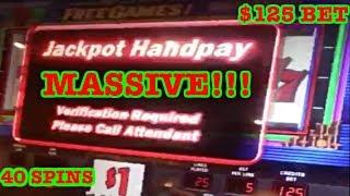 • OVER $10,000!!!!! • DOUBLE JACKPOT • HANDPAY • $125 BET • 40 FREE GAMES •