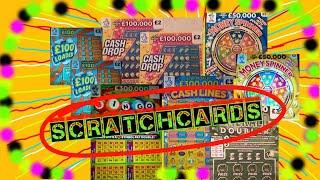 Scratchcards Game."EMERALD DOUBLER".RAINBOW Bingo".CASH DROP".MONEY SPINNER".CASHLINES".£100 LOADED"