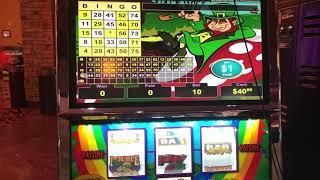 VGT SLOTS Lucky Leprechaun $10 Max Bet  Choctaw Gambling Casino Red Screen Red Spin Live Bingo Card