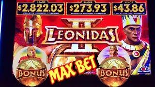 •MAX BET BONUSES• LEONIDAS II SLOT MACHINE, FEATURES, Slot Machine Bonus, Incredible Technologies!