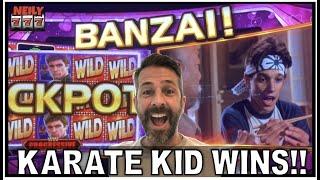 BANZAI!★ Slots ★Kicking Butt on KARATE KID slot machine!