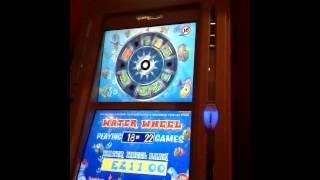 Blue lagoon fruit machine water wheel feature and jackpot