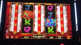 £10,000.00 JACKPOT on dragons temple slot machine £5 max bet bonus, biggest UK win on YouTube