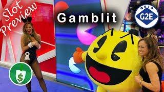 #G2E2018 Gamblit   Pac Man Cash Chase, Lucky Words Jackpots, Action Games slot machines