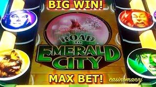 Wizard of Oz - Road to Emerald City - MAX BET! - BIG WIN! - Slot Machine Bonus