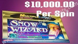 •$100 Konami Snow Wizard Slot! $10,000 Dollar Max Bet! High Limit Vegas Gambling! Jackpot, Handpay? 