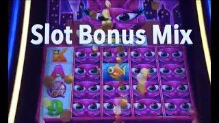 SLOT MIX: bonuses on Miss Kitty Gold, Can Can, Willy Wonka Pure Imagination Slot Machines