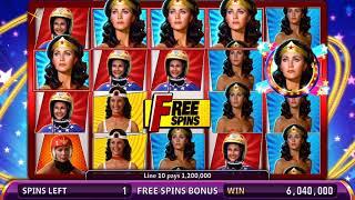 WONDER WOMAN Video Slot Casino Game with an AMAZING WOMAN FREE SPIN  BONUS